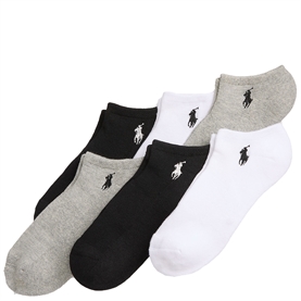 Polo Ralph Lauren Low Profile Socks 6-Pack, Grey Heather Mix